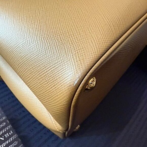 Prada Saffiano Leather Large Double Tote Carmel Red Interior Designer Bag w/ Box - Picture 11 of 11